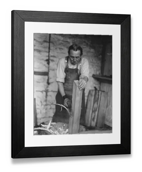 Framed Print : Cricket Bat Making at John Wisdens Chopping to approximate shape 21 March 1920