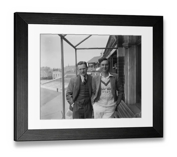 Framed Print : Oxford University cricketer s. C K Hill Wood ( left ) and P V F Cazalet. June 1928 Framed Print : Oxford University cricketer s. C K Hill Wood ( left ) and P V F Cazalet. June 1928
