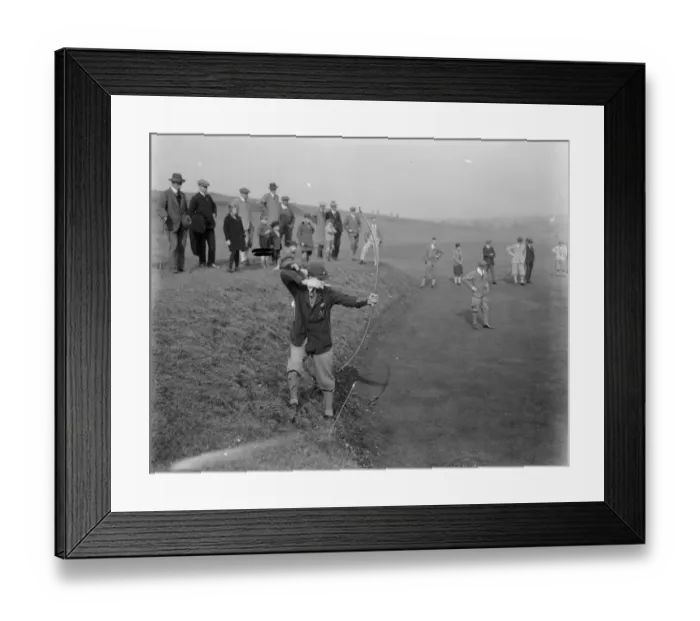 Framed Print : Golf : Ball versus arrow between Cambridge University and Royston Club at Royston Framed Print : Golf : Ball versus arrow between Cambridge University and Royston Club at Royston