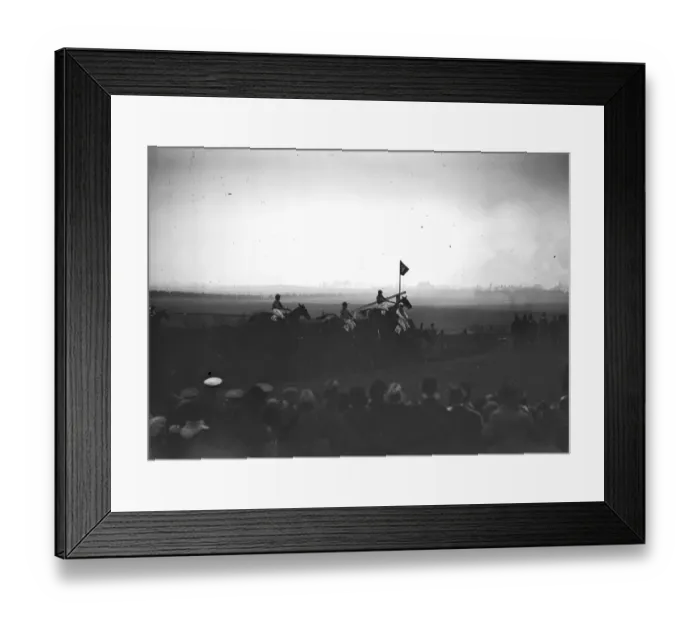 Framed Print : Sensational Grand National. Some of the field taking the famous Bechers Brook Framed Print : Sensational Grand National. Some of the field taking the famous Bechers Brook