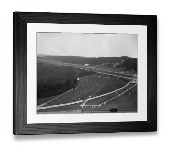 Framed Print : The prettiest racecourse in England. Panoram of Goodwood race course. 27 July 1929 Framed Print : The prettiest racecourse in England. Panoram of Goodwood race course. 27 July 1929
