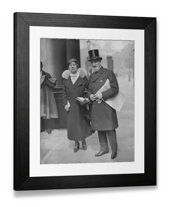Framed Print : M Fleurian, The French Ambassador accompanied by MMe Fleurian, leaving the French