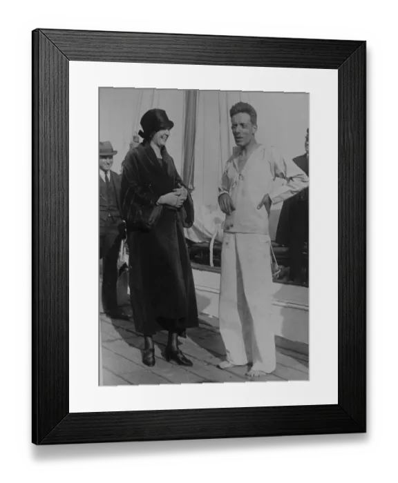 Framed Print : Mrs W Washburn Nutting bidding good bye to Alain Gerbault on his world tour in a