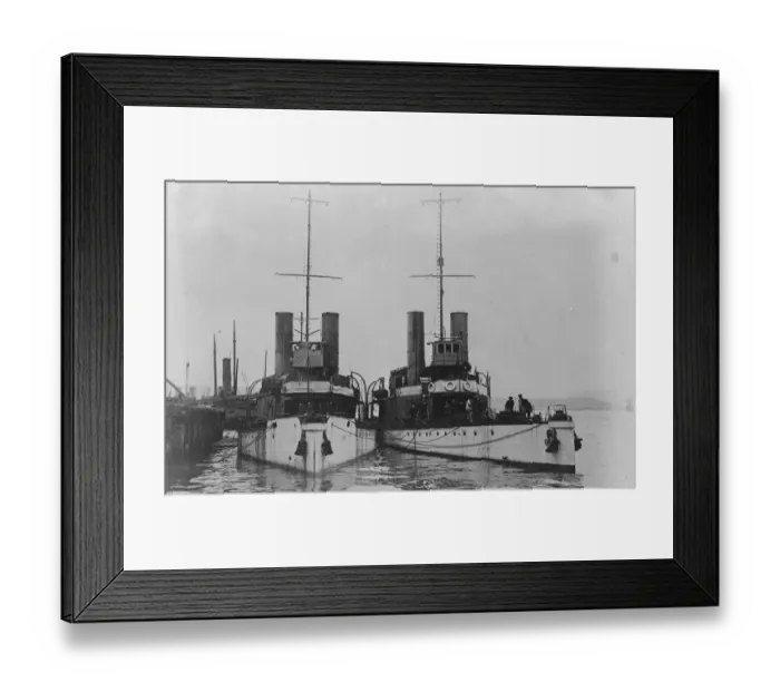 Framed Print : HMS Cockchafer and HMS Cricket the Insect-class gunboats wait at their moorings Framed Print : HMS Cockchafer and HMS Cricket the Insect-class gunboats wait at their moorings