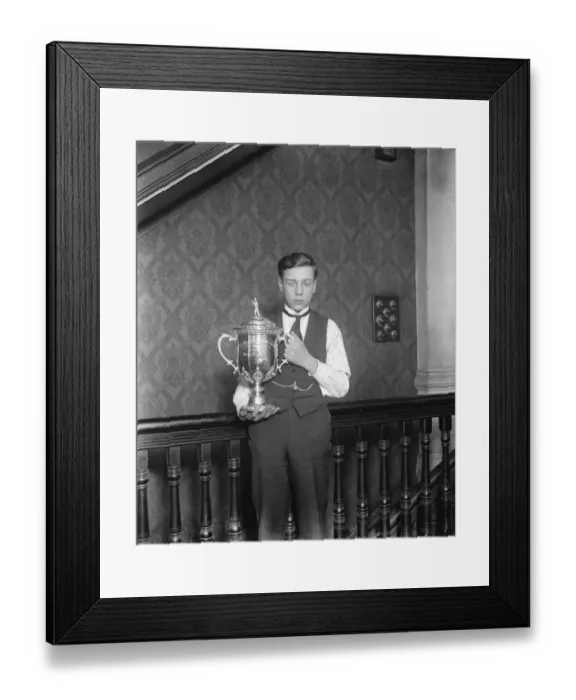 Framed Print : Youngest and smallest competitor of boys billiard championship W E Leigh ( Derby