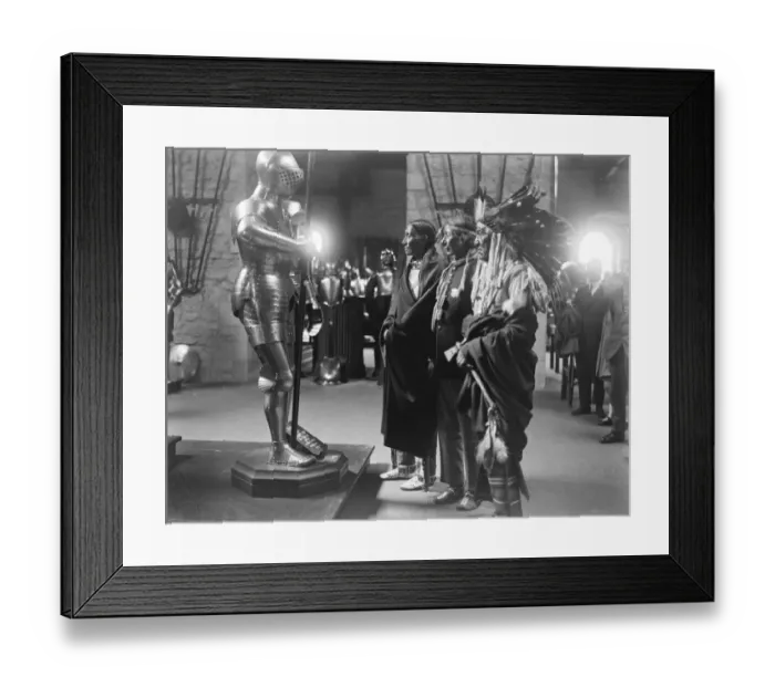 Framed Print : North American Indians see Londons wonders. Indians interested at the Tower of London Framed Print : North American Indians see Londons wonders. Indians interested at the Tower of London