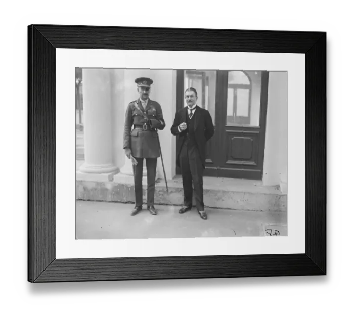 Framed Print : Mr W G Max Muller, CB, MVO, British Minister at Warsaw ( on right ), photographed Framed Print : Mr W G Max Muller, CB, MVO, British Minister at Warsaw ( on right ), photographed