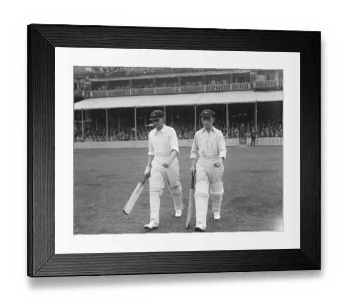 Framed Print : Second day of final test match at the Oval. Herbie Collins and Bill Woodfull going Framed Print : Second day of final test match at the Oval. Herbie Collins and Bill Woodfull going