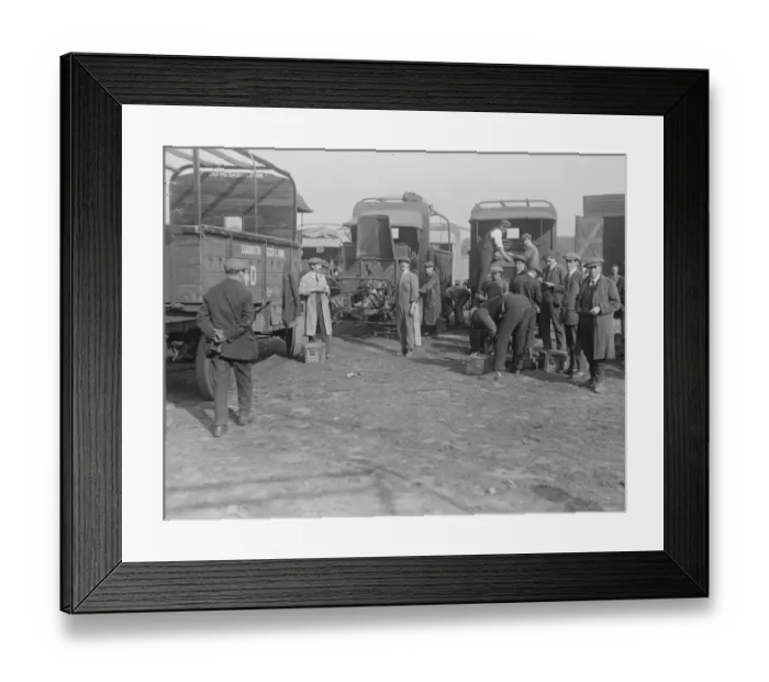 Framed Print : The Great Railway Strike The lorry repair section in Hyde Park 1920 Framed Print : The Great Railway Strike The lorry repair section in Hyde Park 1920