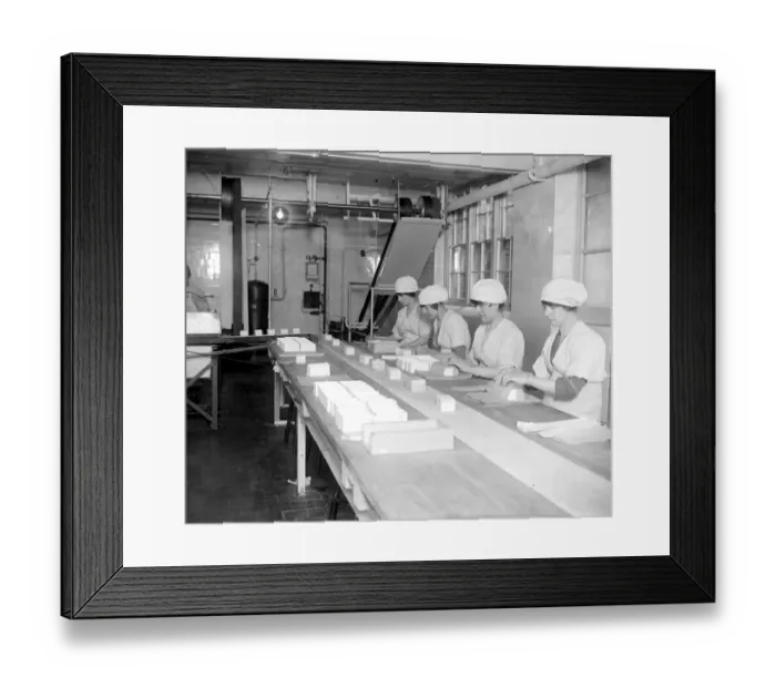 Framed Print : Making Ice bricks at Cady Hall. Girls packing the bricks for despatch. 3 May 1922 Framed Print : Making Ice bricks at Cady Hall. Girls packing the bricks for despatch. 3 May 1922