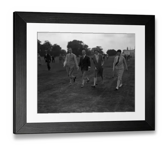 Framed Print : Ladies v Men at Stoke Poges. C Shankland, D B Anderson ( Surrey champion ), Miss Joyce Wethered