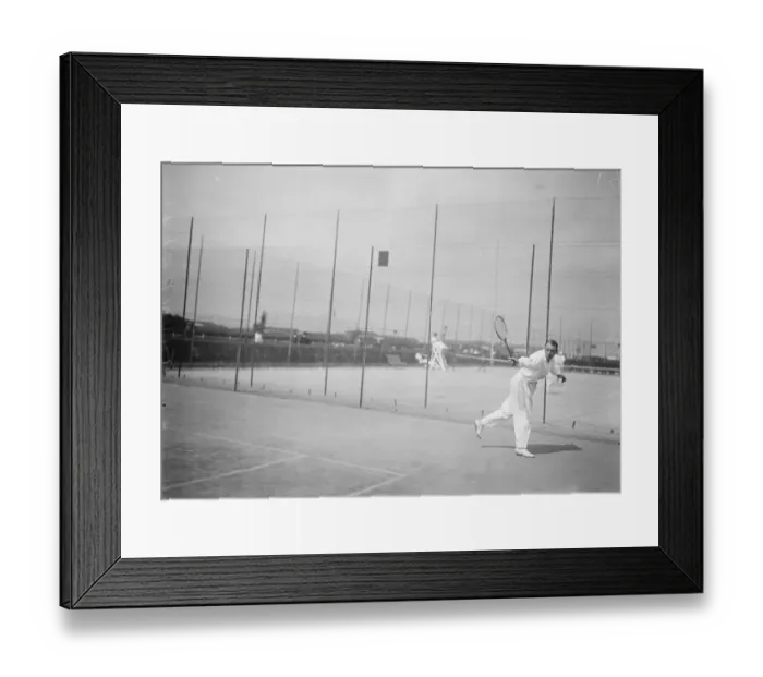 Framed Print : Davis Cup tennis at Deauville Mr R G N Turnbull playing in the singles 28 August 1919 Framed Print : Davis Cup tennis at Deauville Mr R G N Turnbull playing in the singles 28 August 1919