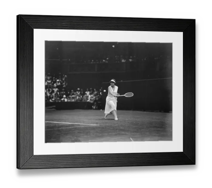 Framed Print : Lawn tennis championship at Wimbeldon Mme Billout in play against Miss Joan Fry 1 Framed Print : Lawn tennis championship at Wimbeldon Mme Billout in play against Miss Joan Fry 1