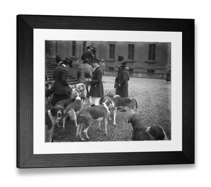 Framed Print : Coming of age of Lord Ailesburys heir : presentation at lawn meet of Tedworth Hounds Framed Print : Coming of age of Lord Ailesburys heir : presentation at lawn meet of Tedworth Hounds