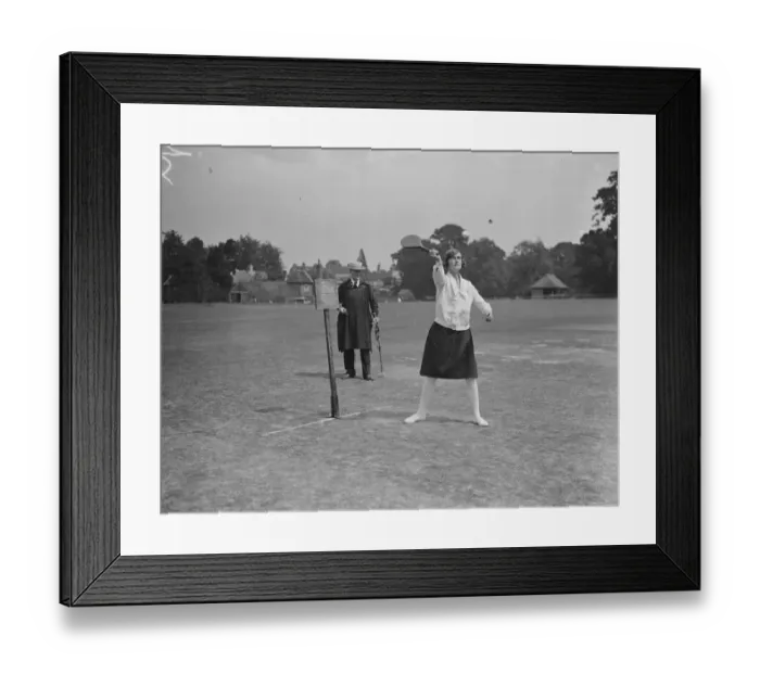 Framed Print : Ladies county stoolball match at Horsham, Kent versus Sussex. Miss Edgson Wright Framed Print : Ladies county stoolball match at Horsham, Kent versus Sussex. Miss Edgson Wright