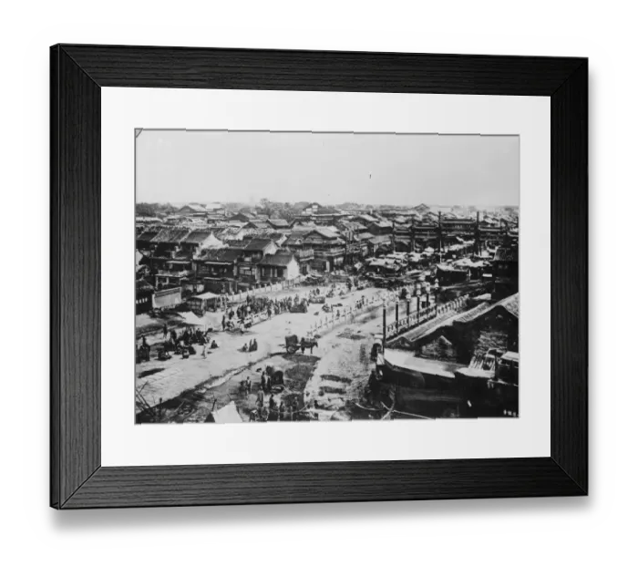 Framed Print : Peking. The main street and Beggars Bridge viewed from the city wall. May 1928 Framed Print : Peking. The main street and Beggars Bridge viewed from the city wall. May 1928