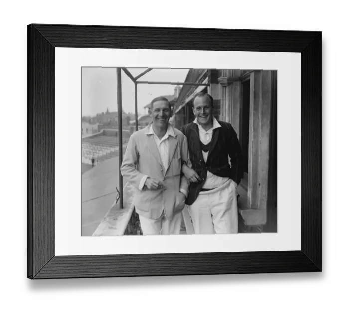 Framed Print : Cambridge University cricketer. E J Seabrook ( left ) captain and E D Blundell ( Fast Bowler )