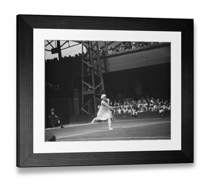 Framed Print : Tennis championships at Wimbledon. Mrs Bundy in play. 29 May 1929