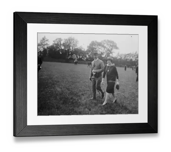 Framed Print : Oaks days at Epsom racecourse. Lord Dalmeny and his fiance, Lady Belper. 7 June 1924 Framed Print : Oaks days at Epsom racecourse. Lord Dalmeny and his fiance, Lady Belper. 7 June 1924