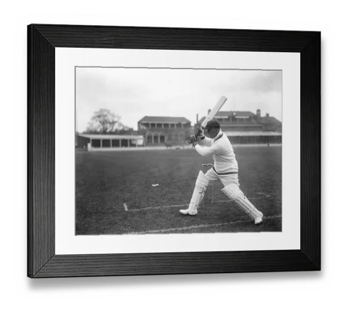 Framed Print : South African cricketers practice at the Oval. George Hearne, making a square out Framed Print : South African cricketers practice at the Oval. George Hearne, making a square out