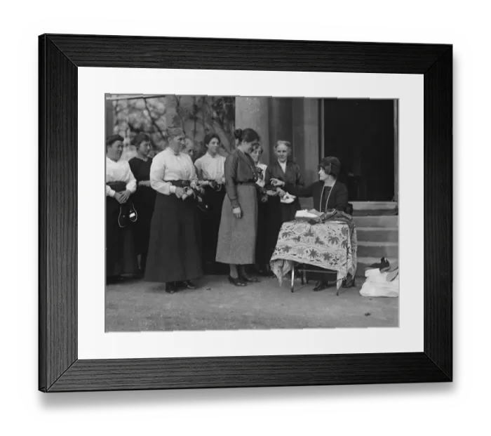 Framed Print : The Marchioness of Baths shoe industry at Longleat Paying out 17 November 1920 Framed Print : The Marchioness of Baths shoe industry at Longleat Paying out 17 November 1920