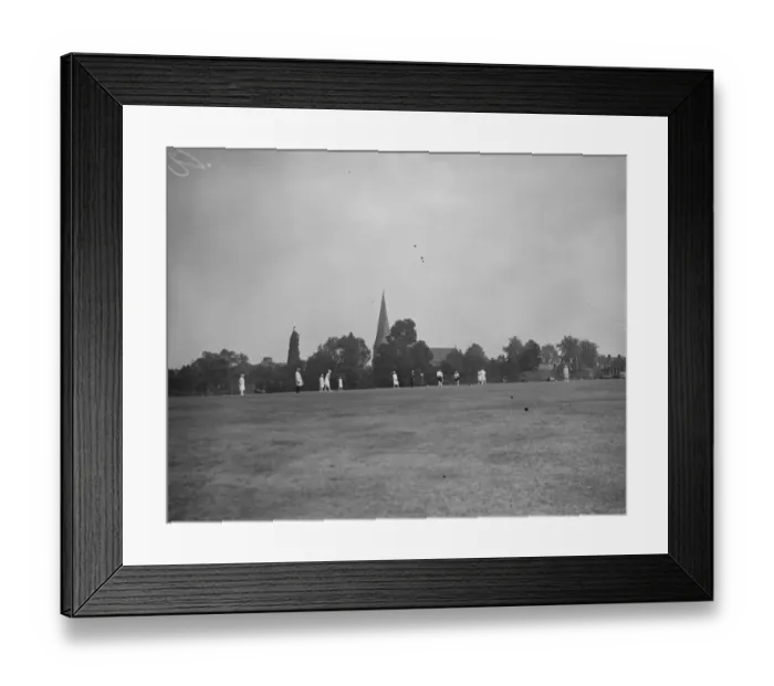 Framed Print : Kent versus Sussex, ladies stoolball match on the cricket ground, Horsham