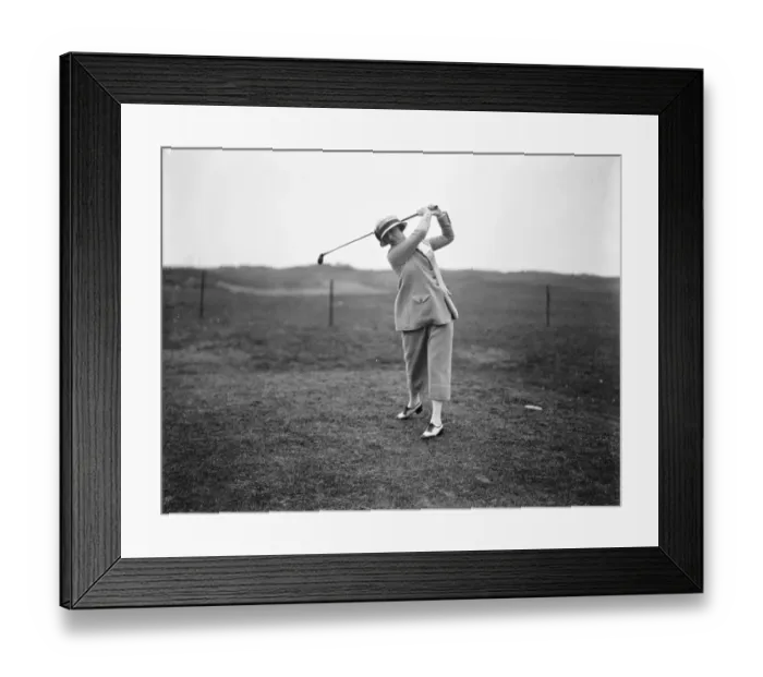 Framed Print : British Open Golf Champion at Deal, Kent Mrs Hagen driving off the first tee. 10 Framed Print : British Open Golf Champion at Deal, Kent Mrs Hagen driving off the first tee. 10