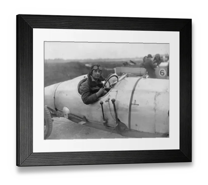 Framed Print : Lady motorist win at Brooklands. Mrs Christie after winning her race. 24 April 1926 Framed Print : Lady motorist win at Brooklands. Mrs Christie after winning her race. 24 April 1926