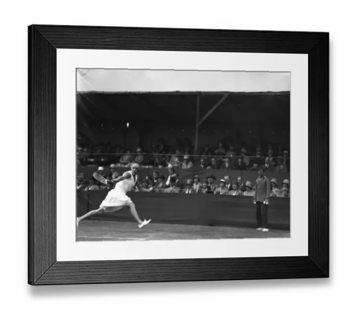 Framed Print : At the Beckenham Tennis Tournament, Miss Billie Tapscott in action during her match Framed Print : At the Beckenham Tennis Tournament, Miss Billie Tapscott in action during her match