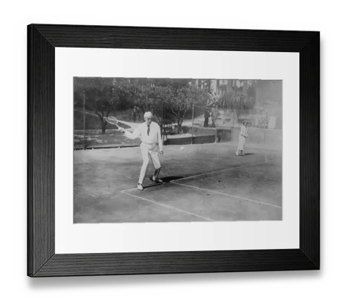 Framed Print : Sir Arthur Balfour at Tennis The Tennis attitude of Lord Balfour has just reached