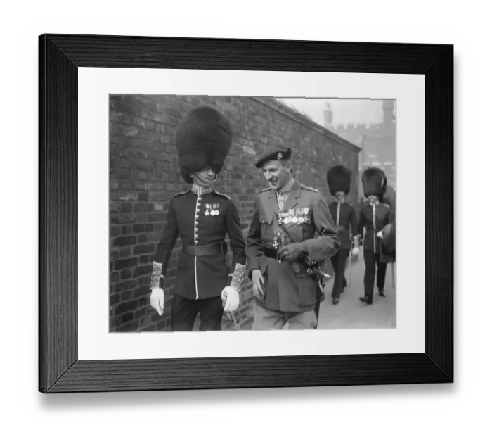 Framed Print : Levee at St Jamess Palace. Lt Col C D V Cary Barnard leaving in company with a Guards Officer Framed Print : Levee at St Jamess Palace. Lt Col C D V Cary Barnard leaving in company with a Guards Officer