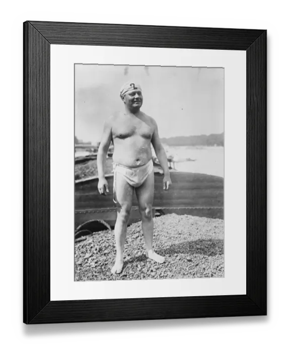 Framed Print : Fastest channel swimmer. M George Michel, who swam the channel in the record Framed Print : Fastest channel swimmer. M George Michel, who swam the channel in the record