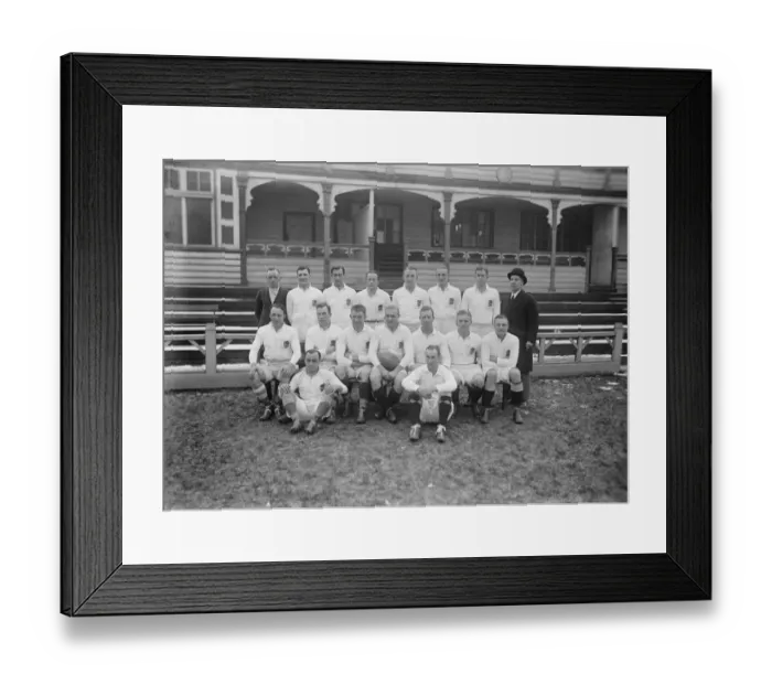 Framed Print : England versus Wales in rugby match at Cardiff. The English team. Back row left to right Framed Print : England versus Wales in rugby match at Cardiff. The English team. Back row left to right