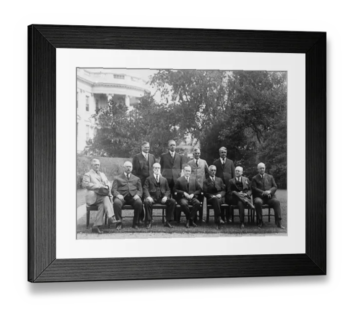 Framed Print : First picture of President Coolidge and his cabinet. Left to right; Postmaster General Framed Print : First picture of President Coolidge and his cabinet. Left to right; Postmaster General