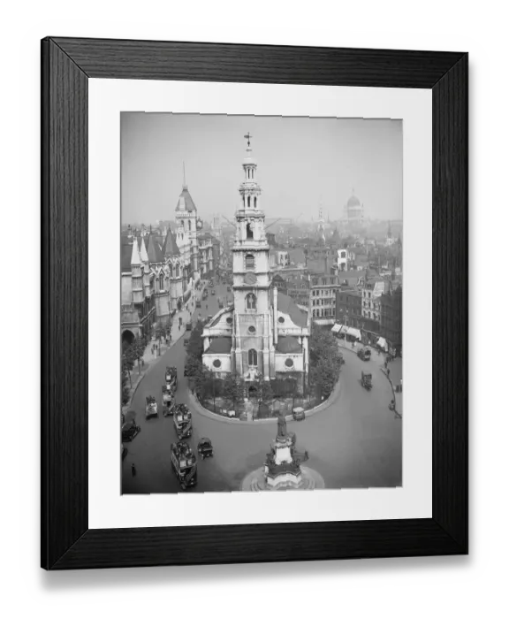 Framed Print : Striking view of famous London church. Striking view of St Clement Danes Church in the Strand