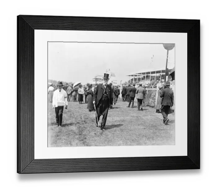 Framed Print : Derby day at Epsom Lord D Abernon walking on the course 31 May 1922 Framed Print : Derby day at Epsom Lord D Abernon walking on the course 31 May 1922