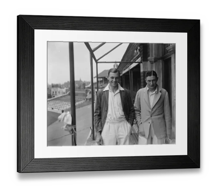 Framed Print : Cambridge University cricketer s. N G Wykes ( left ) and M J Turnball. June 1928 Framed Print : Cambridge University cricketer s. N G Wykes ( left ) and M J Turnball. June 1928