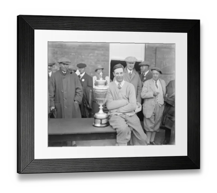 Framed Print : Amateur Golf Championship at Deal, Kent. Mr Roger Wethered, the winner with his trophy Framed Print : Amateur Golf Championship at Deal, Kent. Mr Roger Wethered, the winner with his trophy