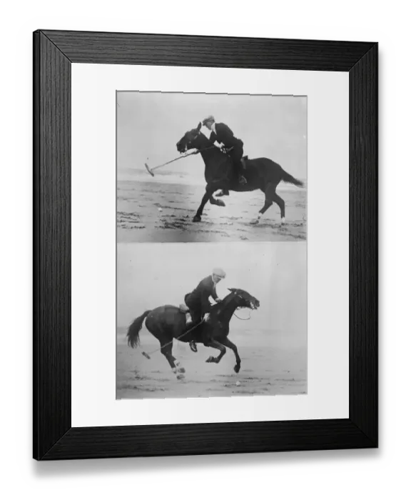 Framed Print : Polo on the sands. How an American minister keeps fit Mr R M Tobin the AMerican Framed Print : Polo on the sands. How an American minister keeps fit Mr R M Tobin the AMerican