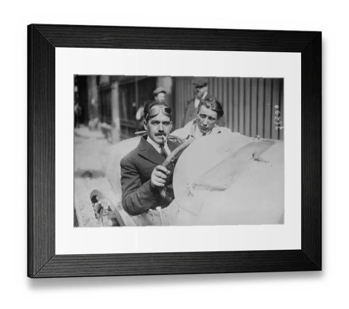 Framed Print : Racing motorist crashes. Signor Foresti, the Italian racing motorist, who made Framed Print : Racing motorist crashes. Signor Foresti, the Italian racing motorist, who made