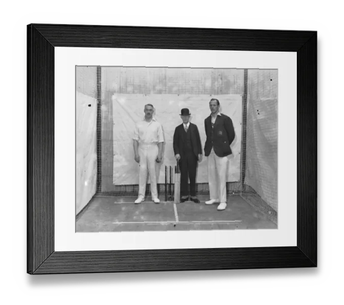 Framed Print : At the West London Indoor cricket club, Acton F T Mann, P F Warner and Durston Framed Print : At the West London Indoor cricket club, Acton F T Mann, P F Warner and Durston
