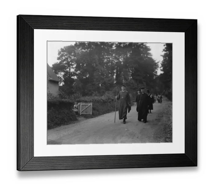 Framed Print : The walking Bishop. The Bishop of Winchester ( Frank Woods ) en route during a Framed Print : The walking Bishop. The Bishop of Winchester ( Frank Woods ) en route during a