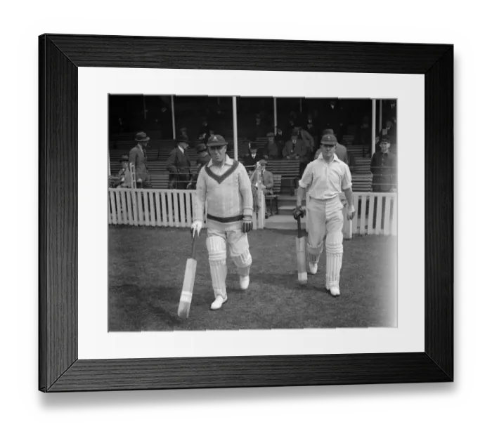 Framed Print : William Bates ( left ) and John Bell Glamorgan opening batsman. May 1928 Framed Print : William Bates ( left ) and John Bell Glamorgan opening batsman. May 1928