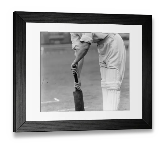 Framed Print : Douglas Jardine. Incorrect way to hold bat. 10 September 1929 Framed Print : Douglas Jardine. Incorrect way to hold bat. 10 September 1929