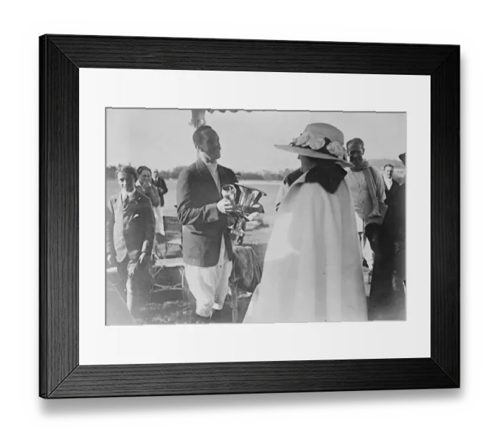 Framed Print : King of Spain receives Polo Cup Alfonso XIII receiving from the Duchess De Guiche
