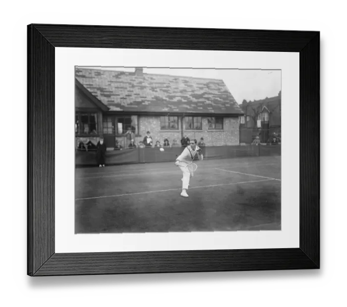 Framed Print : Lawn tennis tournament at Magdalen Park. P Wheatley in play in the Gents Singles Framed Print : Lawn tennis tournament at Magdalen Park. P Wheatley in play in the Gents Singles