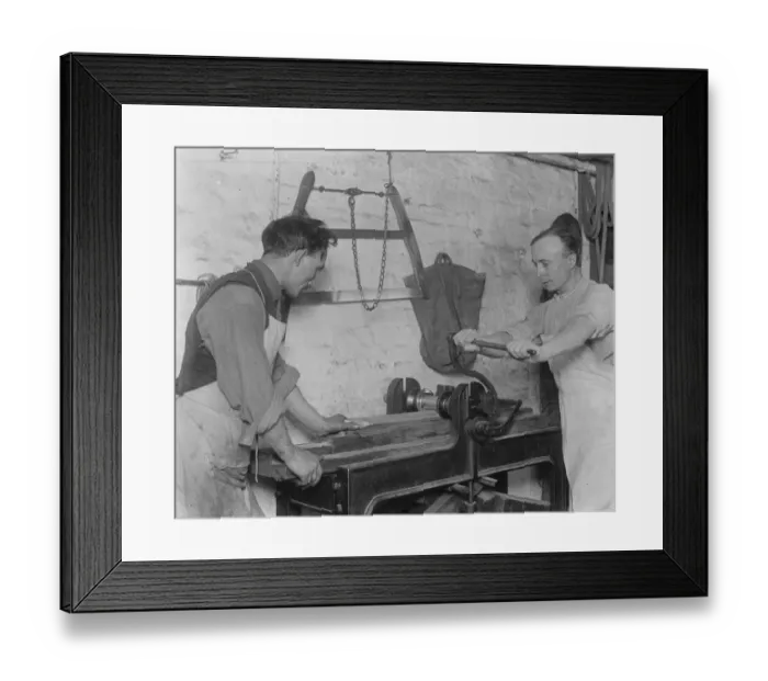 Framed Print : Cricket Bat Making at John Wisdens Pressing a blade to harden it, several tons