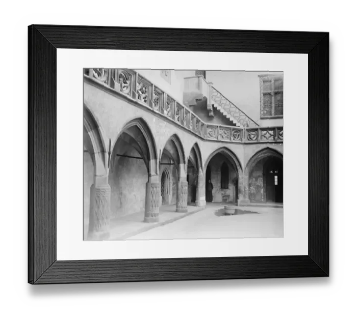 Framed Print : Cracow, Poland. The famous old courtyard, showing beautiful Gothic colonnade Framed Print : Cracow, Poland. The famous old courtyard, showing beautiful Gothic colonnade