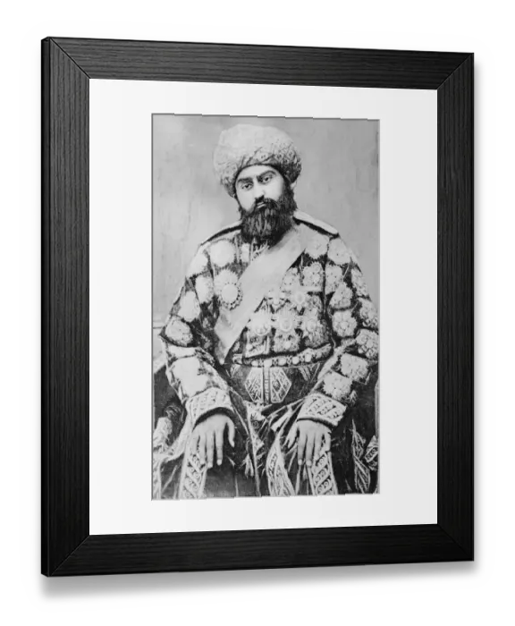 Framed Print : The Emir of Bokhara whose state has been devastated by the Bolshevists and who has Framed Print : The Emir of Bokhara whose state has been devastated by the Bolshevists and who has