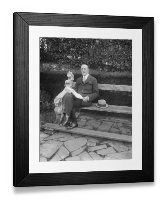 Framed Print : At Lord Rothermeres continental villa. Mr Max Pemberton, the author, photographed Framed Print : At Lord Rothermeres continental villa. Mr Max Pemberton, the author, photographed